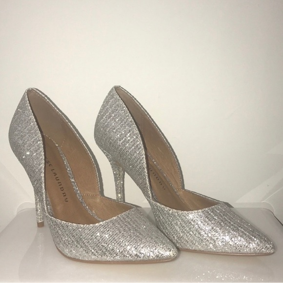 NWOB Chinese Laundry silver glitter heels Sz 8 - Picture 1 of 3